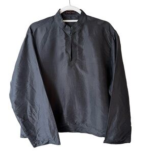 Kurta Corner Black Embroidered Tunic Blouse Size L XL Boho Global Minimalist